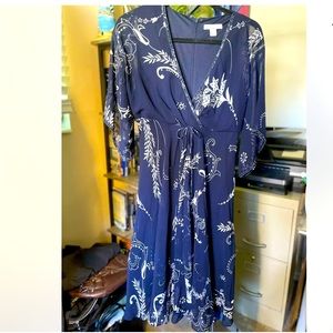 ❤️DressBarn Navy Blue Dress Beaded Size 8